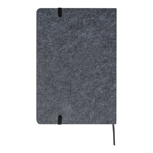Ensemble de cahiers en feutre gris argent avec fermeture lastique et passant pour stylo.