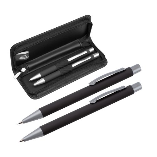 Set d'criture noir avec stylo  bille et tui.