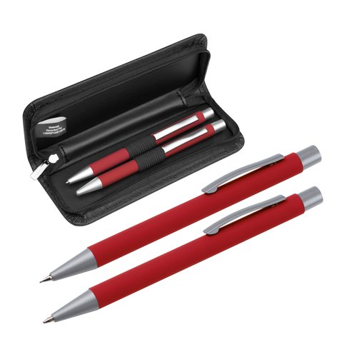 Set d'criture rouge avec stylo  bille et tui.