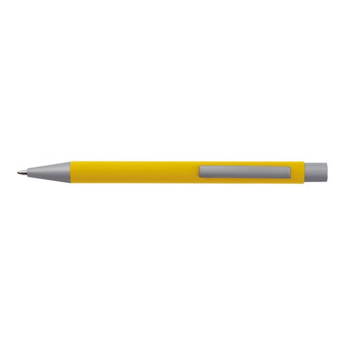 Ensemble d'criture jaune avec stylo et accessoires.