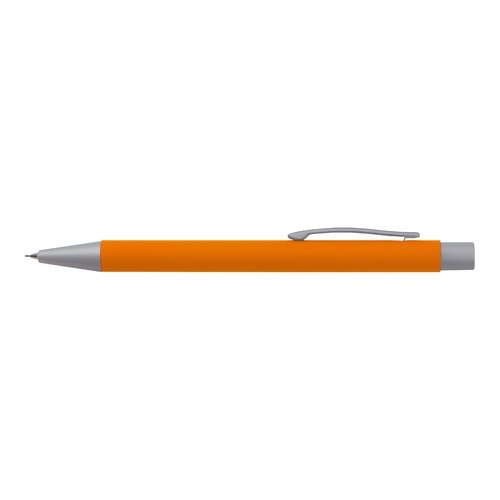 Ensemble d'criture orange avec stylo et accessoires.