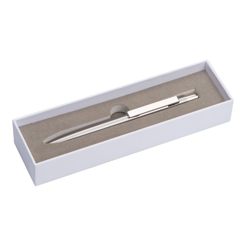 Stylo  bille en acier inoxydable gris argent avec clip.