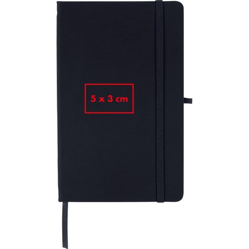 Carnet noir avec lastique et marque-page en ruban.