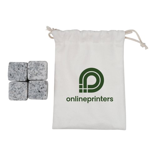 Pierres  glaons grises avec sac en coton.