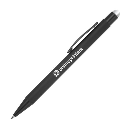 Stylo  bille en mtal gris avec fonction tactile et clip.