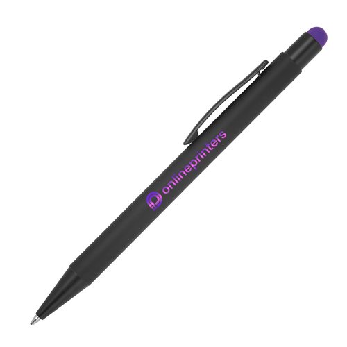 Stylo  bille en mtal violet avec fonction tactile et clip.