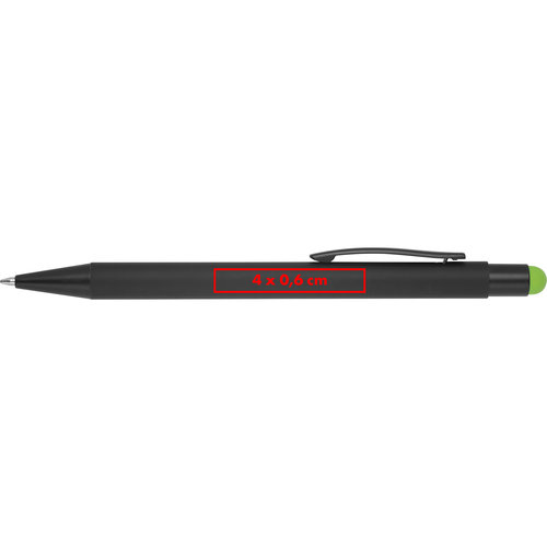 Stylo  bille en mtal noir avec fonction tactile et clip.