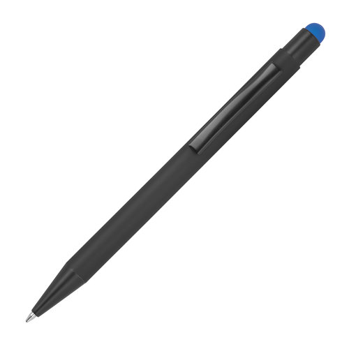 Stylo  bille bleu en mtal avec fonction tactile et clip.