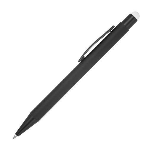 Stylo  bille en mtal blanc avec fonction tactile et clip.