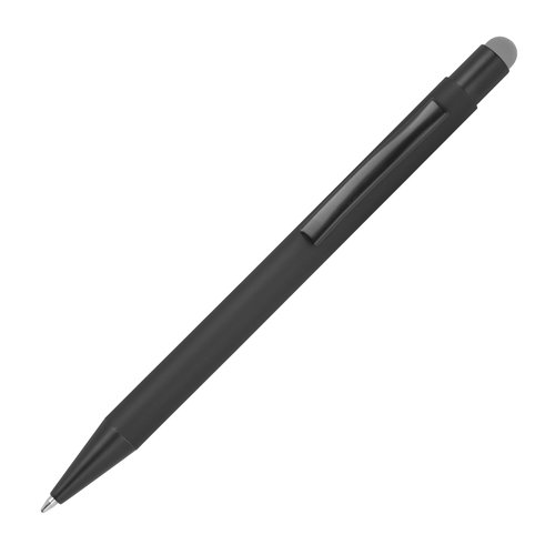 Stylo  bille en mtal gris avec fonction tactile et clip.