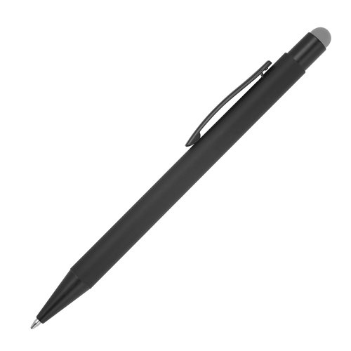 Stylo  bille gris en mtal avec fonction tactile et clip.
