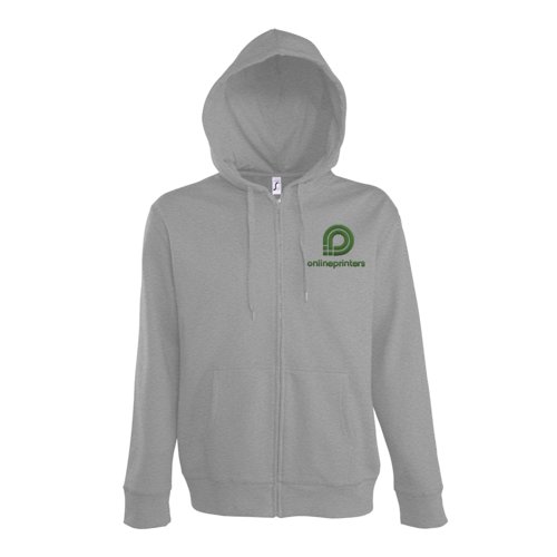 Veste de surv�tement chin�e grise en m�lange de coton avec capuche et fermeture �clair compl�te.