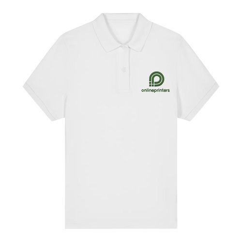 Polo blanc en coton biologique pour femme avec manches courtes.