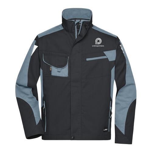 Veste de travail unisexe en mat�riau r�sistant avec fermeture �clair et poches multiples.