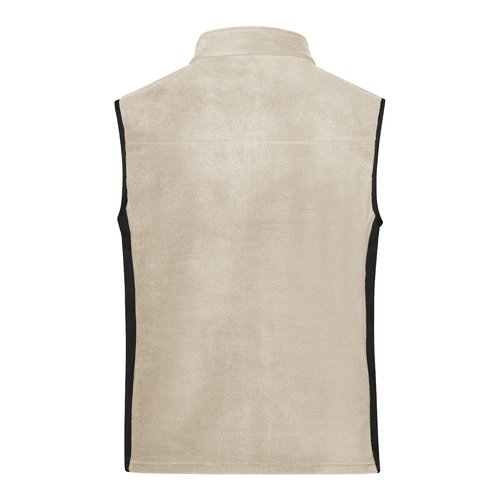 Veste en polaire beige/noire en polyester avec col montant.