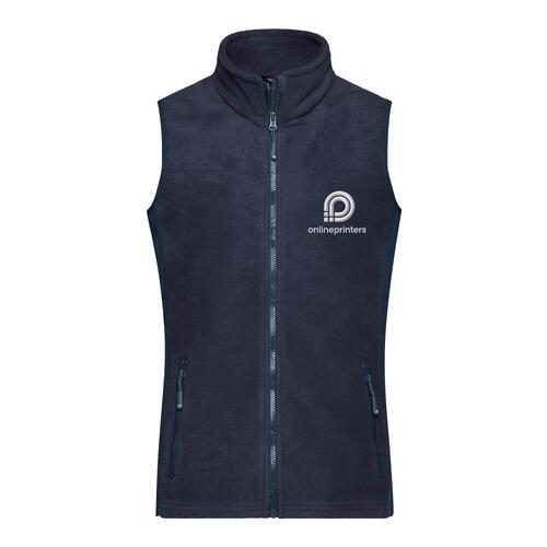 Gilet en polaire polyester bleu marine avec fermeture �clair int�grale et poches lat�rales.