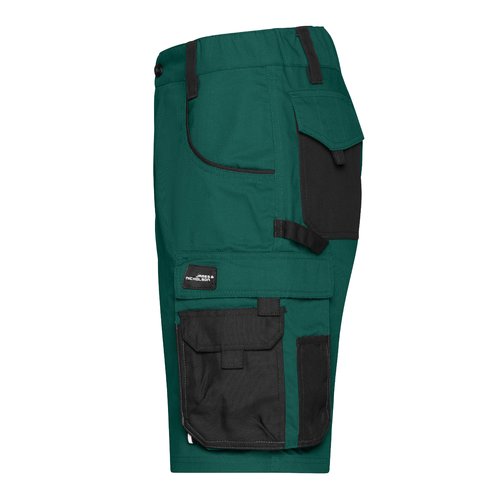 Short de travail vert fonc/noir en mlange polyester-coton avec plusieurs poches.