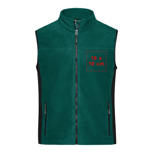 Gilet en polaire vert avec fermeture clair intgrale et poches latrales.