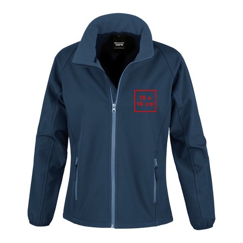 Veste softshell bleue pour homme avec fermeture �clair int�grale et poches lat�rales.