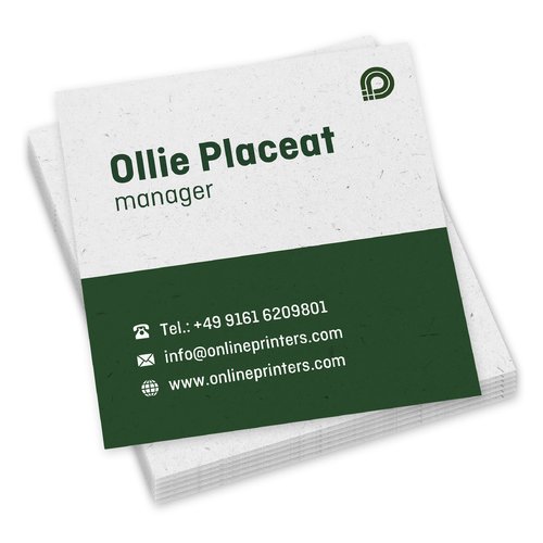 Cartes de visite en papier naturel, imprimes sur une face.