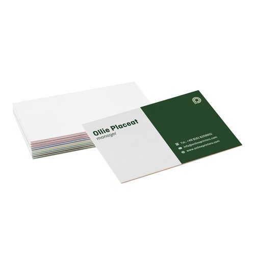 Cartes de visite en papier multicouche, imprimes sur une face.