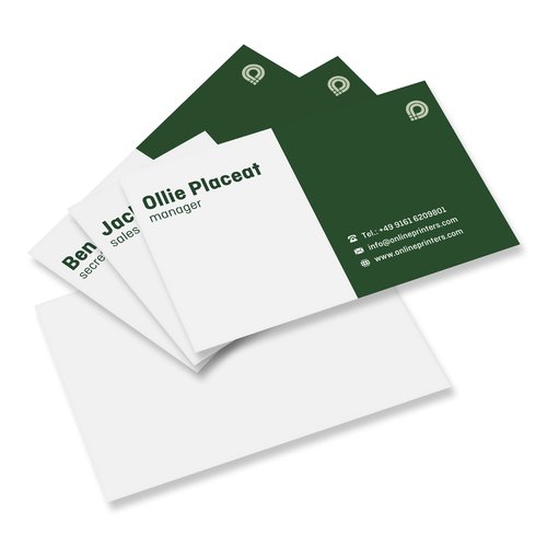 Cartes de visite en papier, imprimes sur une face.
