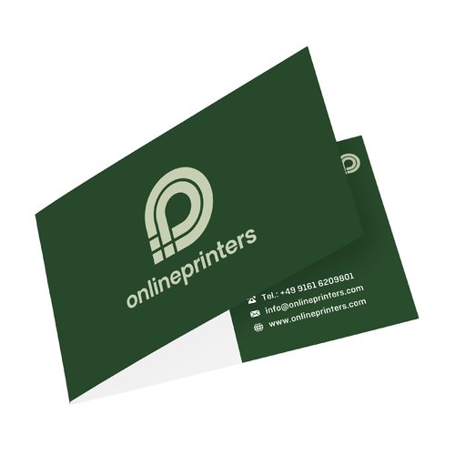 Cartes de visite pliantes en papier avec un bord pli.