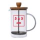 Cafetire  piston en verre transparent avec filtre en mtal et couvercle en bois.