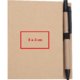 Bloc-notes marron avec porte-stylo et stylo.