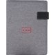 Porte-documents gris avec passant pour stylo et fermeture magntique.