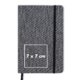 Carnet gris avec fermeture lastique et marque-page ruban.