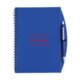 Bloc-notes  spirale bleu avec porte-stylo.