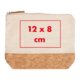 Trousse de toilette claire en coton avec base en lige et fermeture clair.