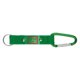 Porte-cls en textile vert avec mousqueton et anneau en mtal.