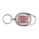 Porte-cls en plastique transparent avec clip et cordon rtractable.