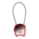 Porte-cls en mtal avec pendentif rond et cble mtallique.