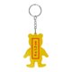 Porte-cls jaune en forme d'ours avec anneau en mtal.