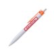 Stylo  bille en plastique blanc avec clip orange et mcanisme  poussoir.