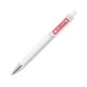 Stylo  bille blanc en plastique avec clip et mcanisme  poussoir.