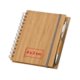 Carnet en bois clair avec reliure spirale et porte-stylo.