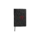 Carnet noir avec fermeture lastique et boucle pour stylo.
