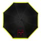 Parapluie noir avec bordure jaune et mcanisme d'ouverture automatique.