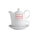 Service  th en cramique blanche, compos d'une thire, d'une tasse et d'une soucoupe.