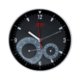 Horloge murale noire avec thermomtre et hygromtre intgrs.