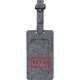 tiquette de bagage en feutre gris avec boucle en mtal et fente.