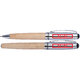 Set d'criture couleur bois avec stylo  bille et stylo plume.