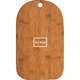 Planche en bambou clair avec bords arrondis et trou de suspension.
