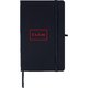 Carnet noir avec lastique et marque-page en ruban.
