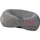 Oreiller cervical en tissu gris avec fermeture rglable.