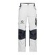Pantalon de travail blanc/gris en polyester et coton avec poches.